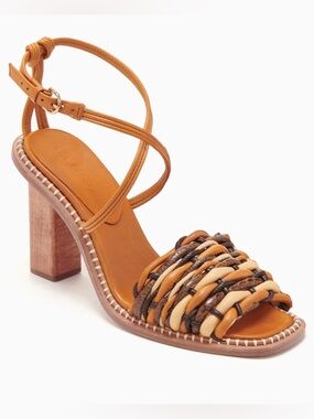 Ulla Johnson / Malia Tan Multitone Woven Block Heel Sandal - Sz 40